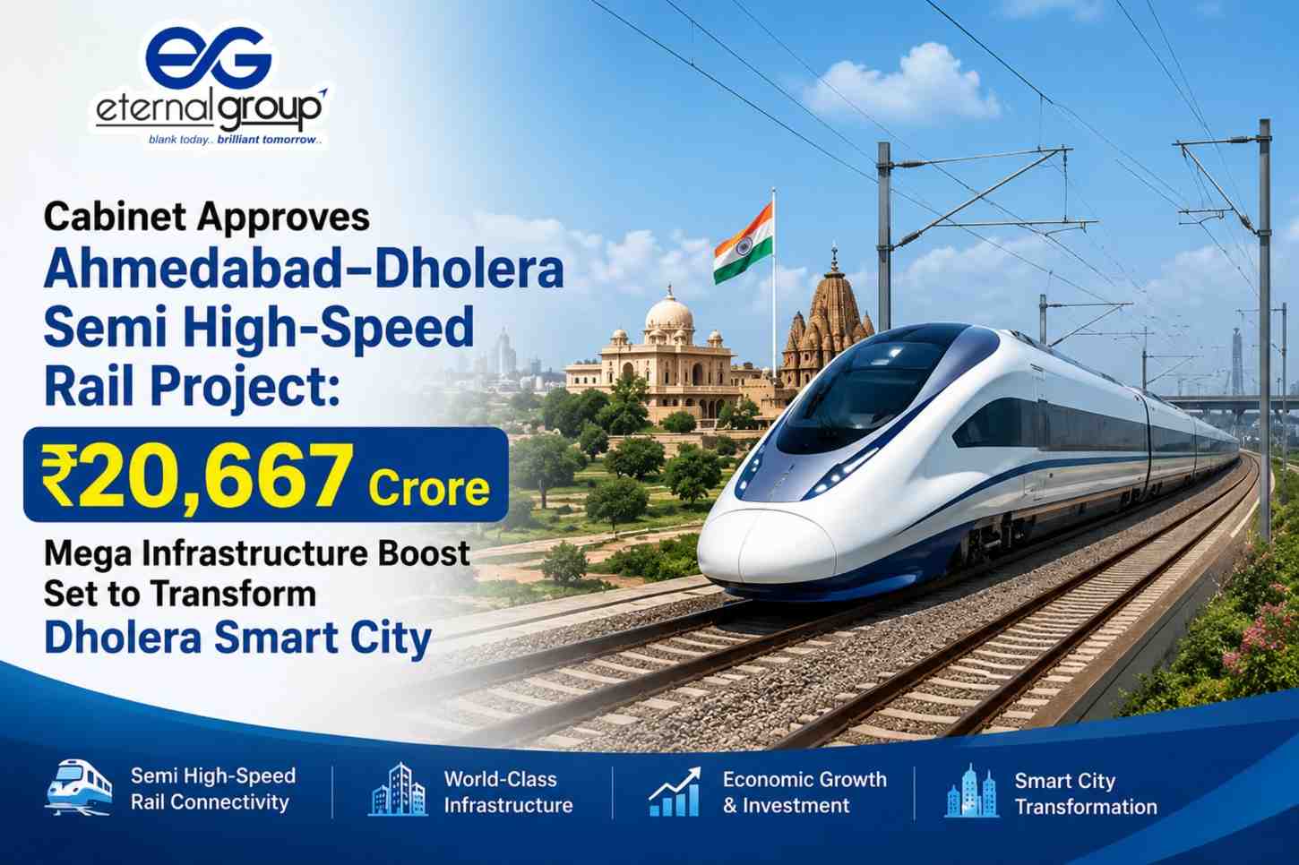 Cabinet Approves Ahmedabad–Dholera Semi High-Speed Rail Project: ₹20,667 Crore Mega Infrastructure Boost Set to Transform Dholera Smart City